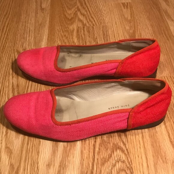 Stubbs & Wootton Two-Tone Pink Orange-Red Leather Flats Size 6.5 - Picture 8 of 16